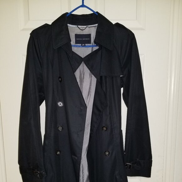 Banana Republic Black Trench Coat with Belt Size Medium - Picture 1 of 5